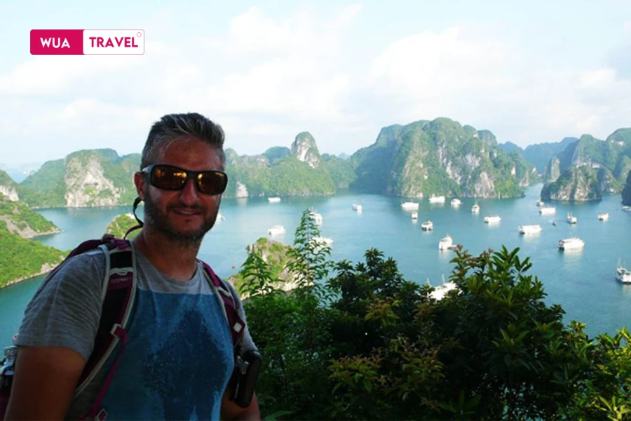 Mountain climbing on Titop Island - conquering heights to view Ha Long Bay