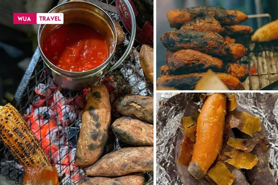 Roasted sweet potato - delicious hot street food snack