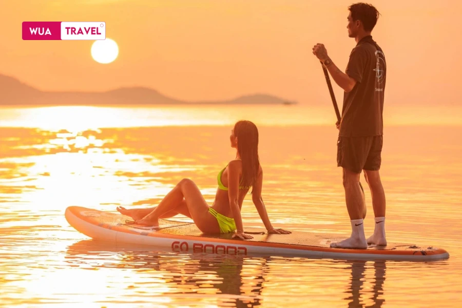 Stand-up paddleboarding in Phu Quoc - fun water sport on crystal clear waters