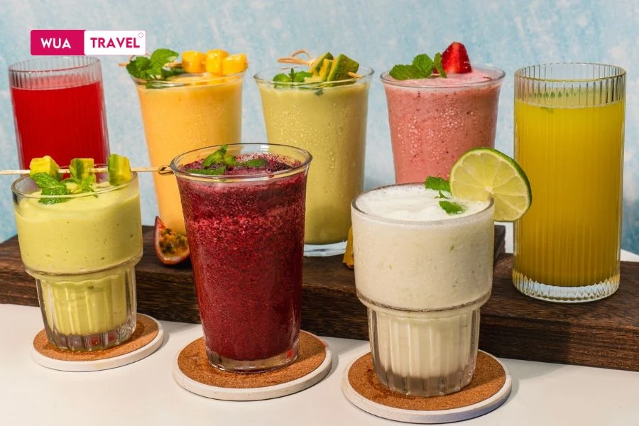 Tropical fruit smoothie - refreshing cold drink made from fresh tropical fruits
