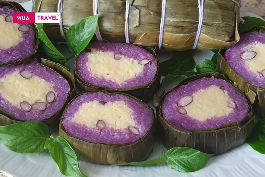 Banh Tet La Cam – naturally purple, savory filling, and full of Mekong New Year spirit.