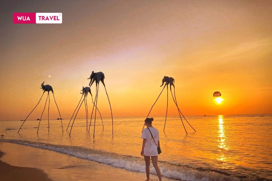 Sunset at Bai Truong, Phu Quoc – a serene moment by the emerald sea.