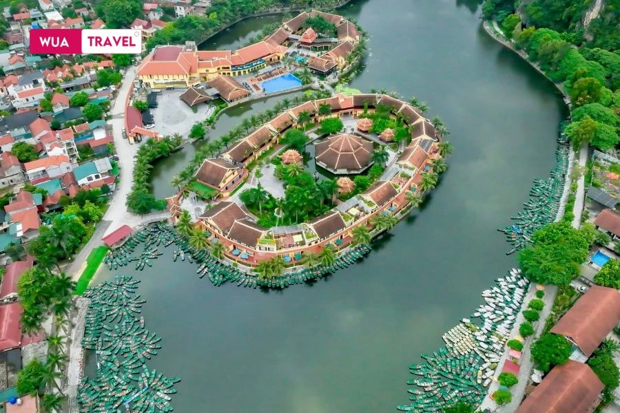  Tam Coc boat dock from above – the picturesque landscape of Ninh Binh.